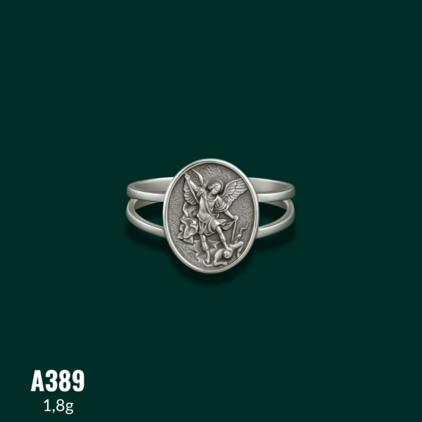 Anel de Prata Arcanjo Miguel A389 - Imagem 2